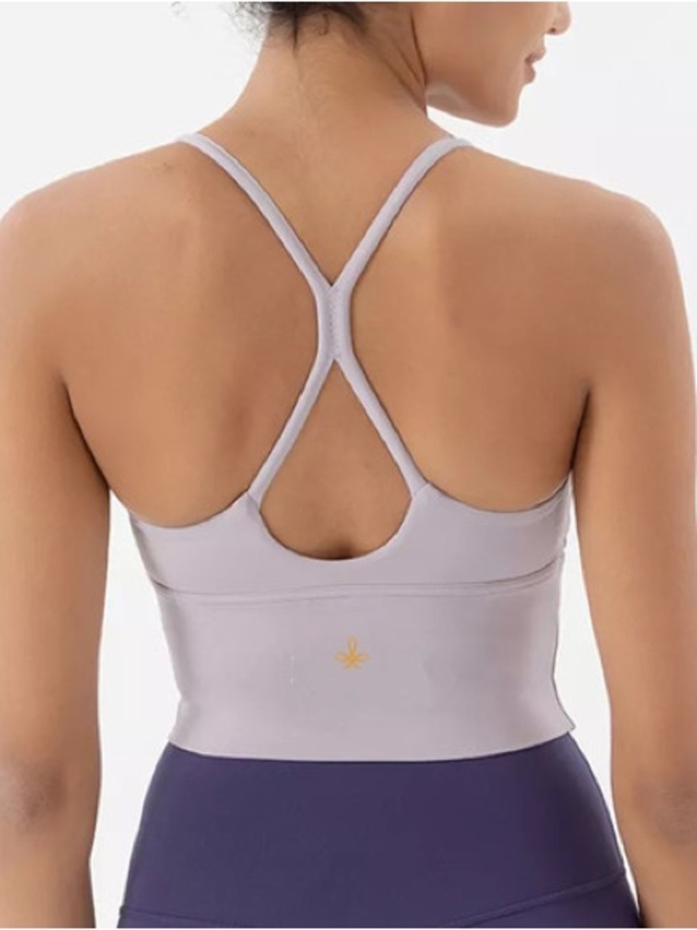 Longline Sports Bra Crop Top Lavender Gray